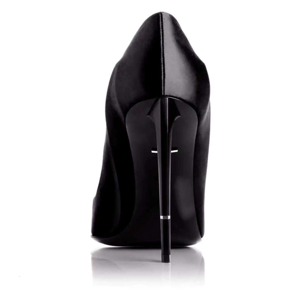 Metal Pointed Toe Pumps Woman Black Veet Satin Single Shoes Women Stiletto Super High Heels Slip On Office Lady Zapatos Para
