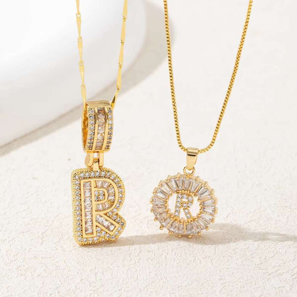 DHCollections Cross-Border Popular 26 Letter Necklace for Women Full Dia Rock Candy Copper Inlaid Fashion Pendant Necklaces
