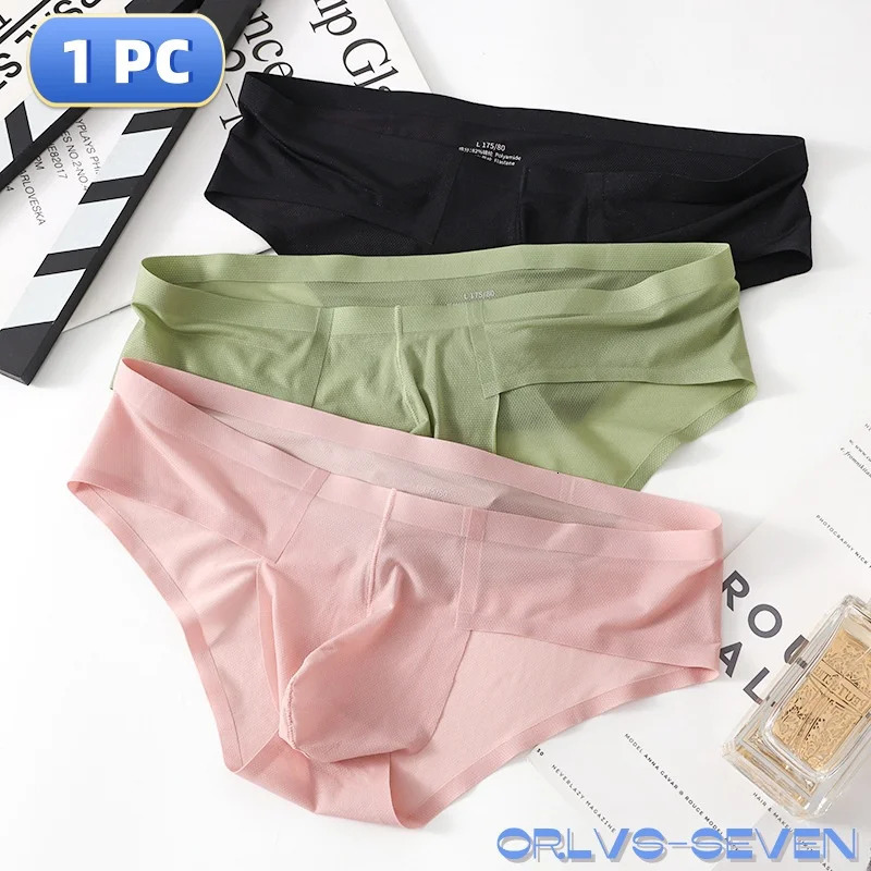 1 piece of PC mens underwear ice silk triangle pants for summer cool breathable comfortable seamless and sexy Ushaped invisible shorts dress 250430Z
