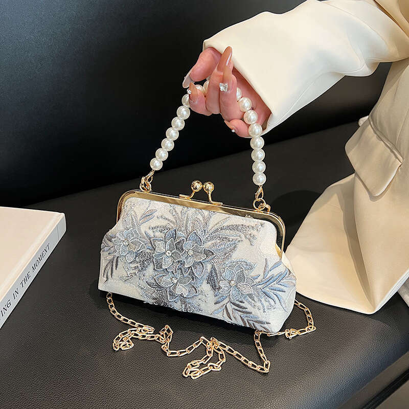 Dinner Bag Spring New Heavy Industry Flower Water Diamond Lace Celebrity Pearl Banquet And Elegant Handheld Bag KQ