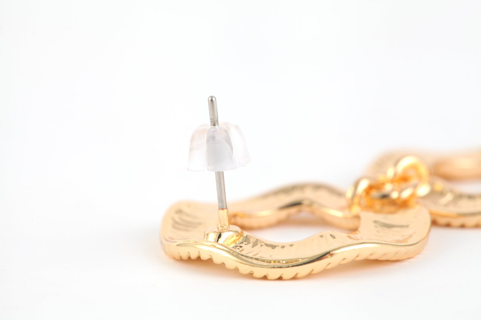 3 Rings Gold-Tone Textured Circle Link Drop Earrings Fashion Statement Jewelry Daily wear is also very fashionable