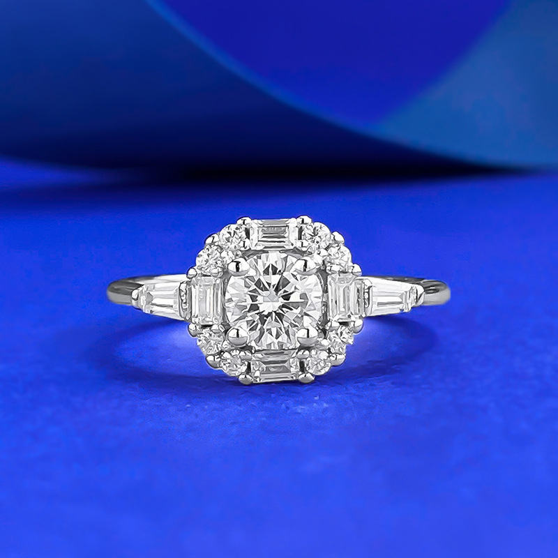 Sell Gorgeous Sparkling Wedding Rings Luxury Jewelry Genuine 100% 925 Sterling Silver Round White Lab Moissanite Diamond Designer Party Eternity Women