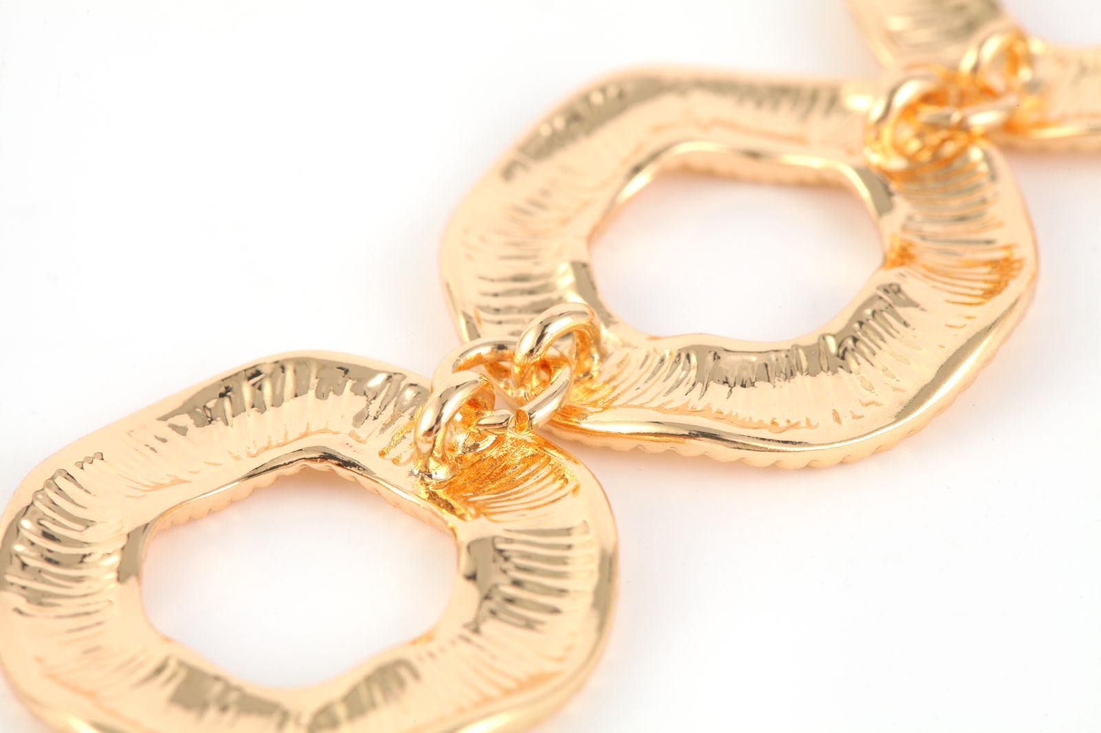 3 Rings Gold-Tone Textured Circle Link Drop Earrings Fashion Statement Jewelry Daily wear is also very fashionable