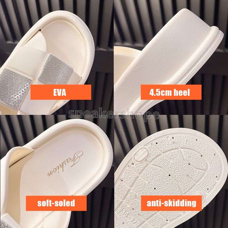 Free Shipping Designer Slides Pillow Slippers Summer Sandals Luxury Style Glitter Diamond Fashion Thick-soled 4.5cm Beach Pool Casual Flats Sandal Mul