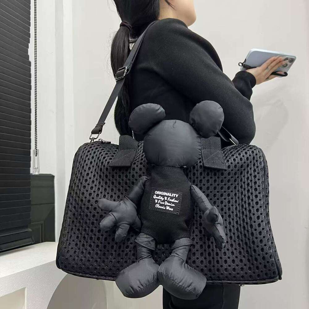 Temu Women's Fashion Mesh Small Bear Tote Bag Large Capacity Versatile Diagonal Cross Handbag