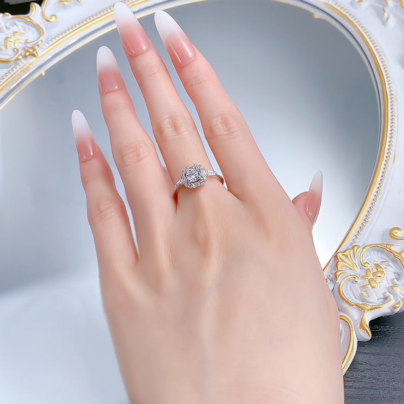 Sell Gorgeous Sparkling Wedding Rings Luxury Jewelry Genuine 100% 925 Sterling Silver Round White Lab Moissanite Diamond Designer Party Eternity Women
