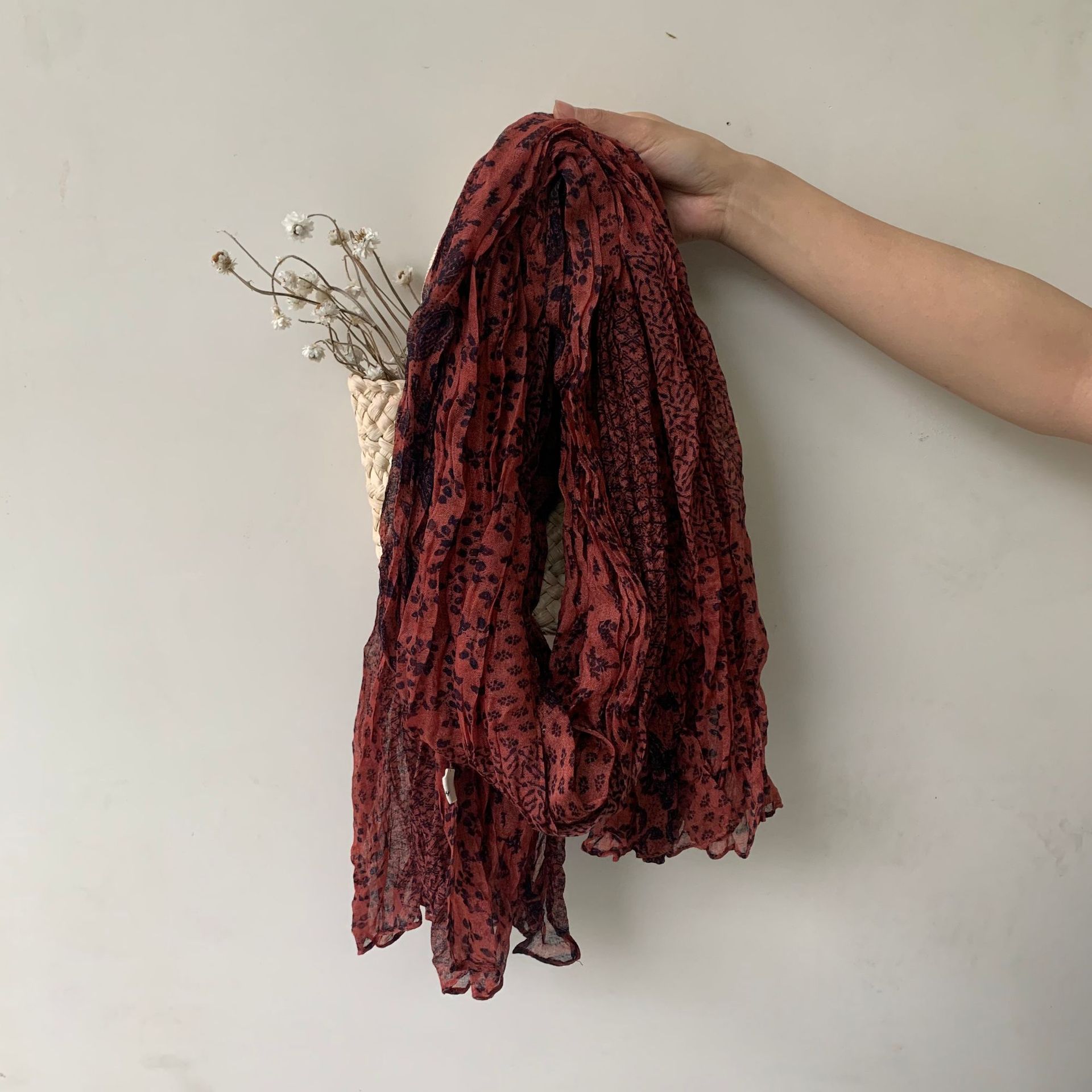 K646 Printed scarf 2025 Spring and Autumn New Style, Literary Retro Soft and Not Tired, Comfortable and Versatile Scarf for Women