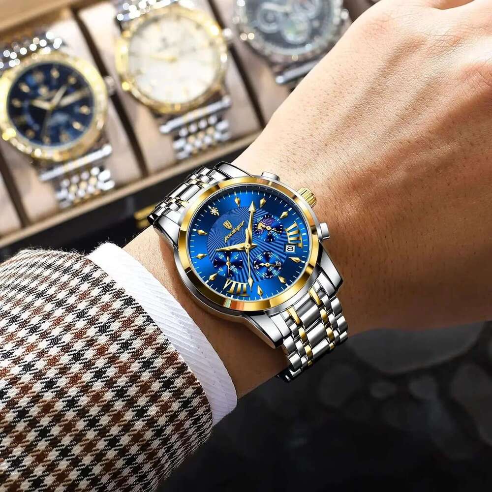 DHGadgets for Men Waterproof Luminous Calendar Chronograph Man Watch Sport Quartz Stainless Steel Men's Watches