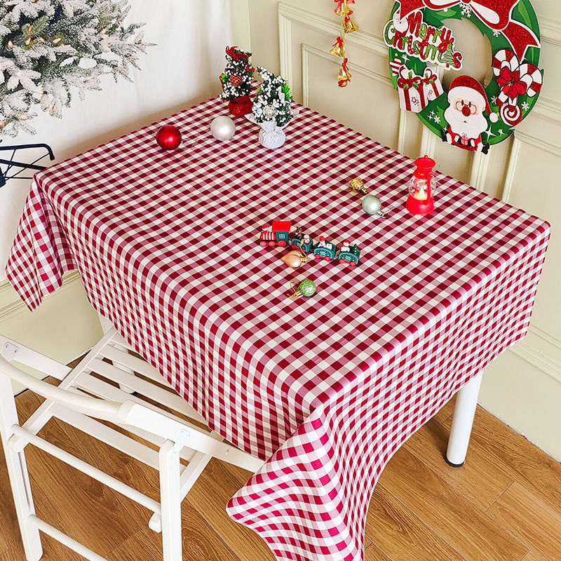XX0391 New Year tablecloth red festive Christmas tablecloth atmosphere tablecloth tablecloth plaid cloth Christmas style decorative cloth