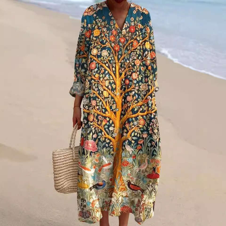 designer dress long sleeved shirt dress women's casual floral 3d printed sleeve long skirt e023 summer dress dresses for woman