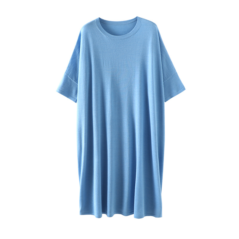 CL4120 Summer new light dress women's bat sleeve style silk wool slim knitted large size long skirt