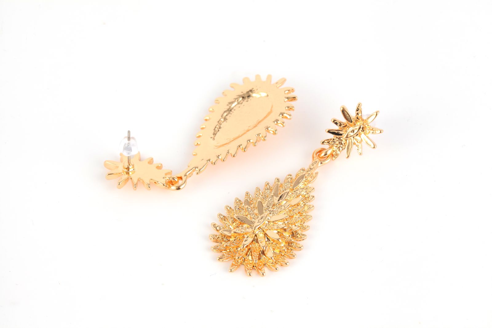 Teardrop Design Gold Tone Flower Dangle Drop Earrings Small niche design earrings without collision