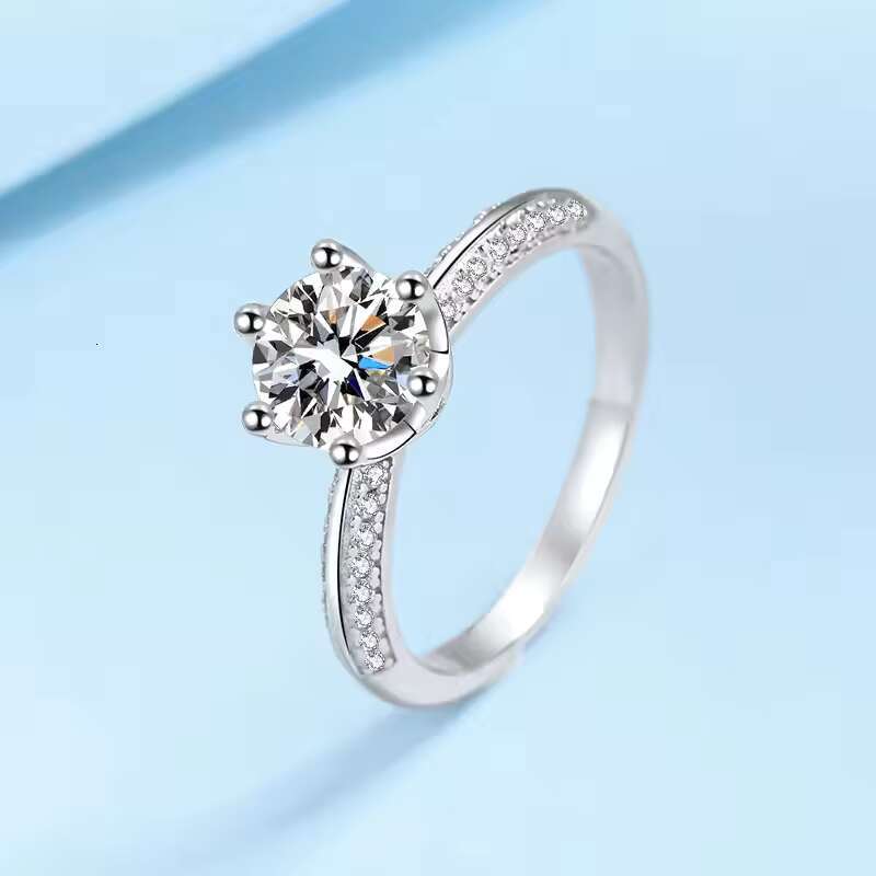 Luxury D VVS Clarity Moissanite Diamond Stone Wedding Ring S925 Silver Fine Moissanite Ring