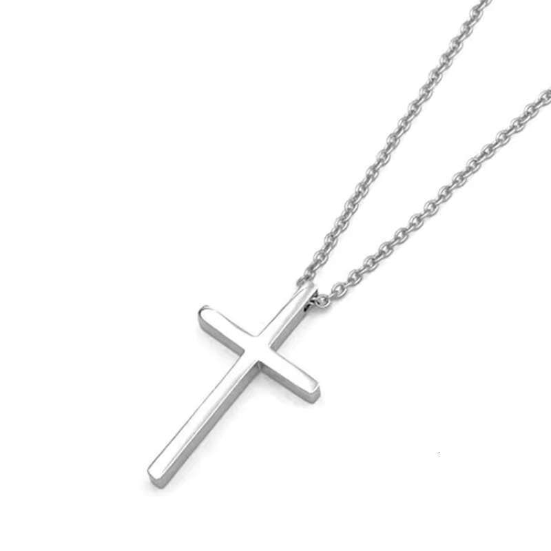 DHCollections Cool Design Shiny Stainless Steel Double Cross Vintage Necklace for Ladies
