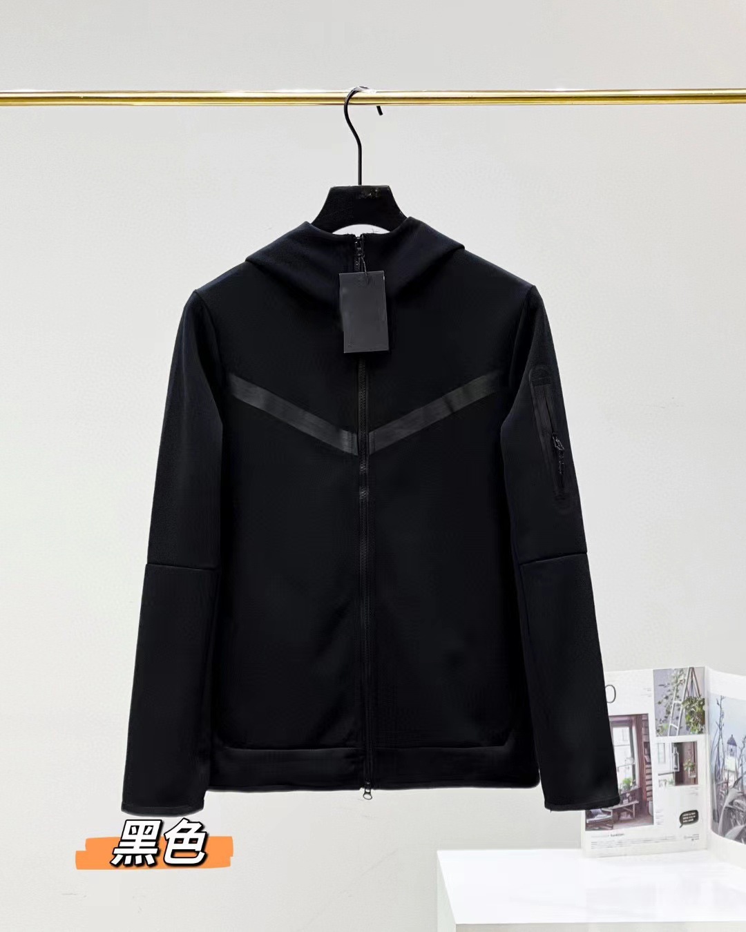 2024 Spring and Autumn Leisure Sports Cotton Air Layer Hooded Zipper Cardigan Men's Jacket 490 Coat