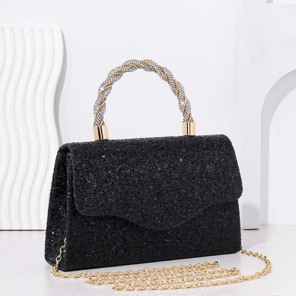 Dinner Bag Dinner Bag New Sequined French Banquet Shiny Small Square Fairy Water Diamond Hand Held Bag Temperament Crossbody Dinner Bag KQ KQ
