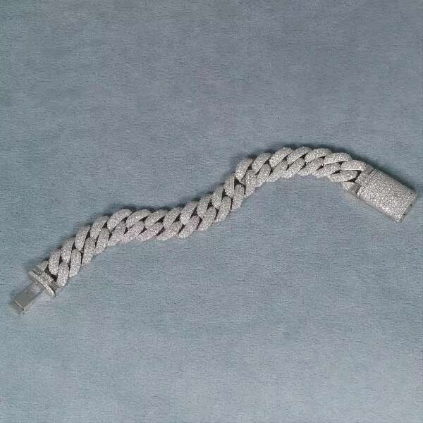 925 Sterling Silver Custom Heavy Cuban Bracelet Moissanite Diamond for Party Gift GIA Certified Hip Hop Jewelry Wholesale