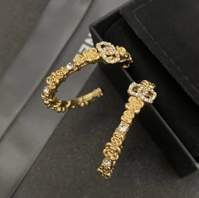 Luxury Brand Designer Earring Letters Stud 18K Gold Plated 925 Silver Circle Round Women Crystal Rhinestone Pearl Earring Wedding Party Jewerlry