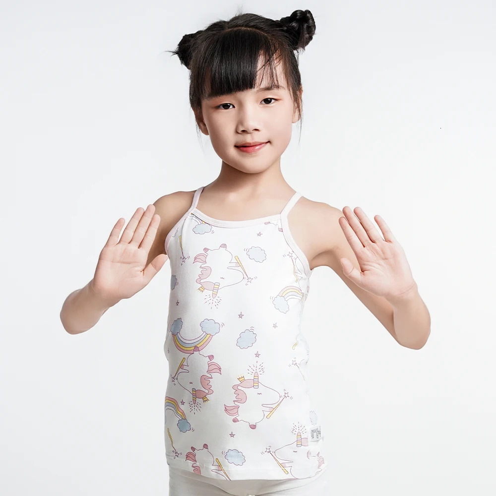 2 PCS/Lot Girls Tank Tops Kids Color Sleeveless Vest Teenagers Top Tees 2-12 Years Childrens Undershirts Breathable Cotter 250508