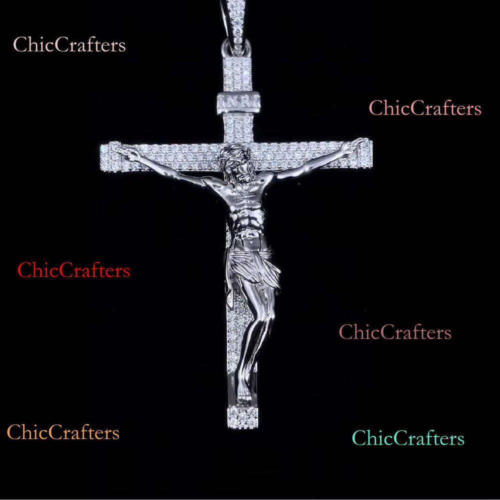Hiphop 3D Iced Out Jesus Cross Sier Custom Moissanite Pendant