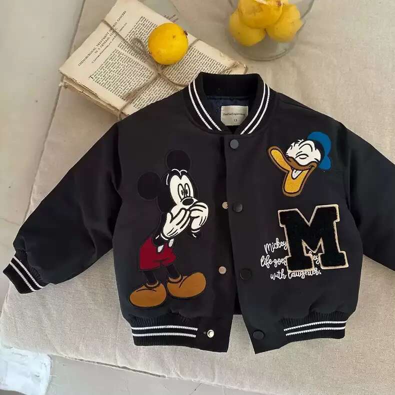 Mouse Children Cartoon Jacket Autumn Winter Kids Boys Girls Quilted Coat Warm Baseball Clothes Toddler Fashion Outerwear