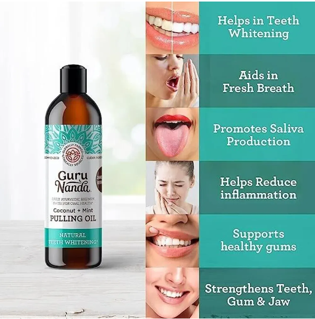 2024 Coconut Mint Pulling Oil Mouthwash Alcohol-free Teeth Whitening Fresh Oral Breath Tongue Scraper Set Mouth Health Care