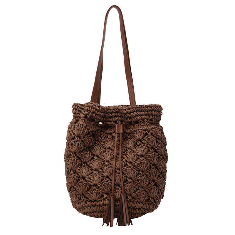 Spring and summer popular casual fashion vacation style beach bag niche design small fresh one shoulder grass woven bag for women
