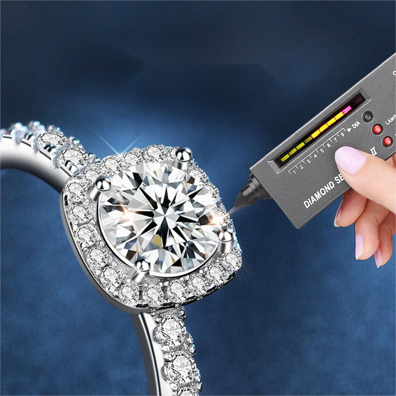 925 Sterling Silver Engagement Ring, Moissanite Gemstone, Elegant Design, High-Quality Luxury Jewelry