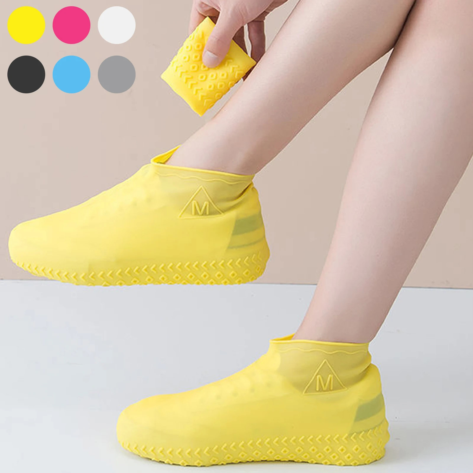 2 pairs of silicone shoe covers waterproof wearresistant rainproof protectors anti slip boots reusable rubber 250428s