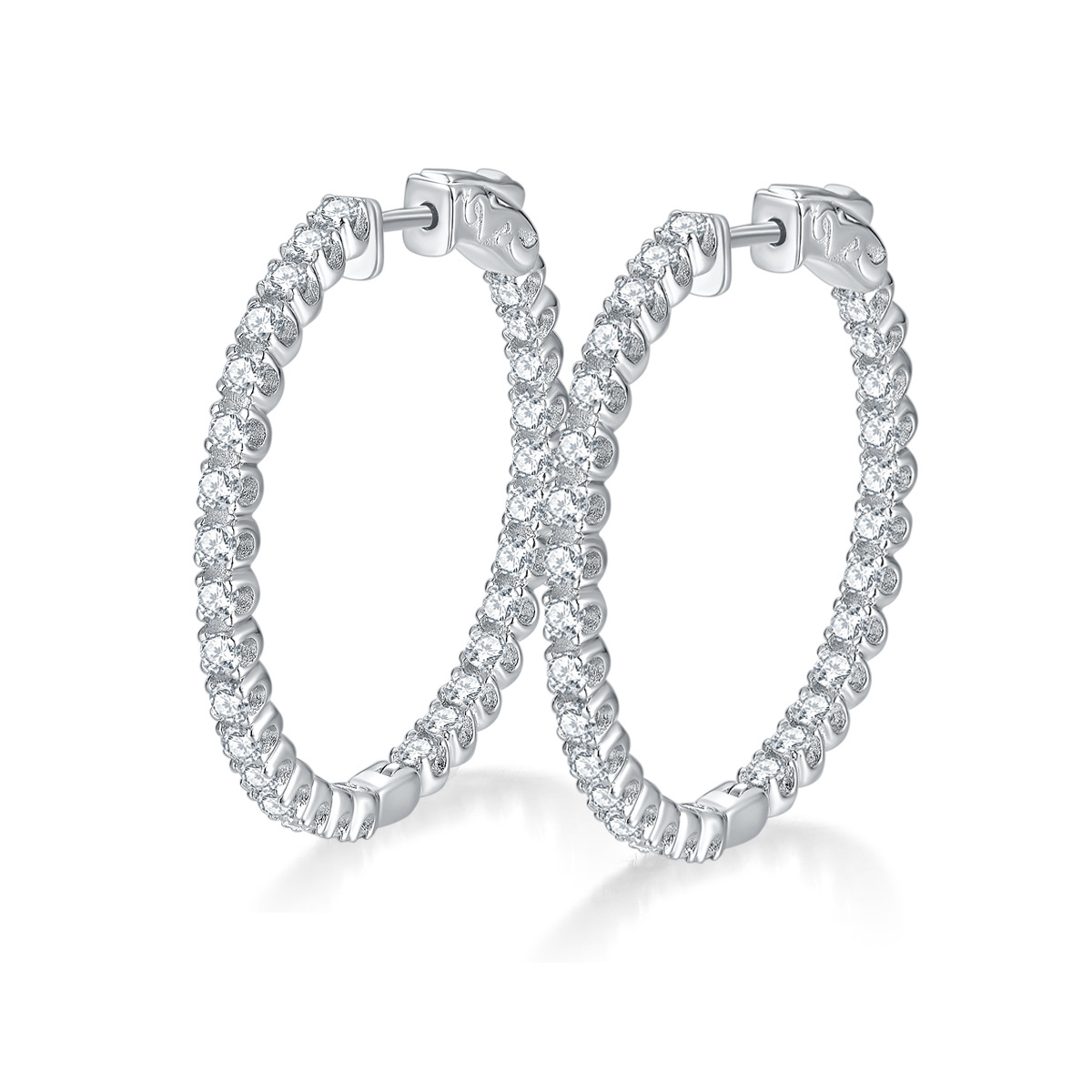 925 Sterling Silver VVS1 Moissanite 30mm Hoop Earrings, Fashion star personality earrings