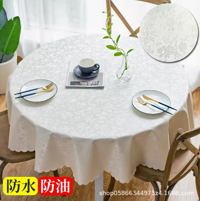 XX0375 high-grade waterproof, oil-proof, scalding-proof and washable tablecloth for restaurants, household, round PU tablecloth for hotels, dirt-resis