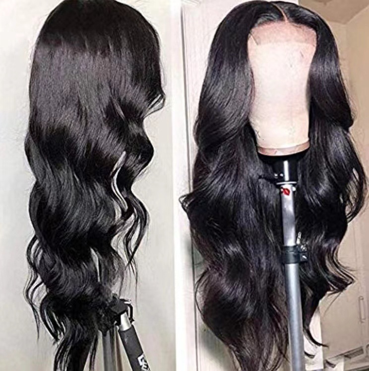 with Wig long curly black wavy synthetic headband