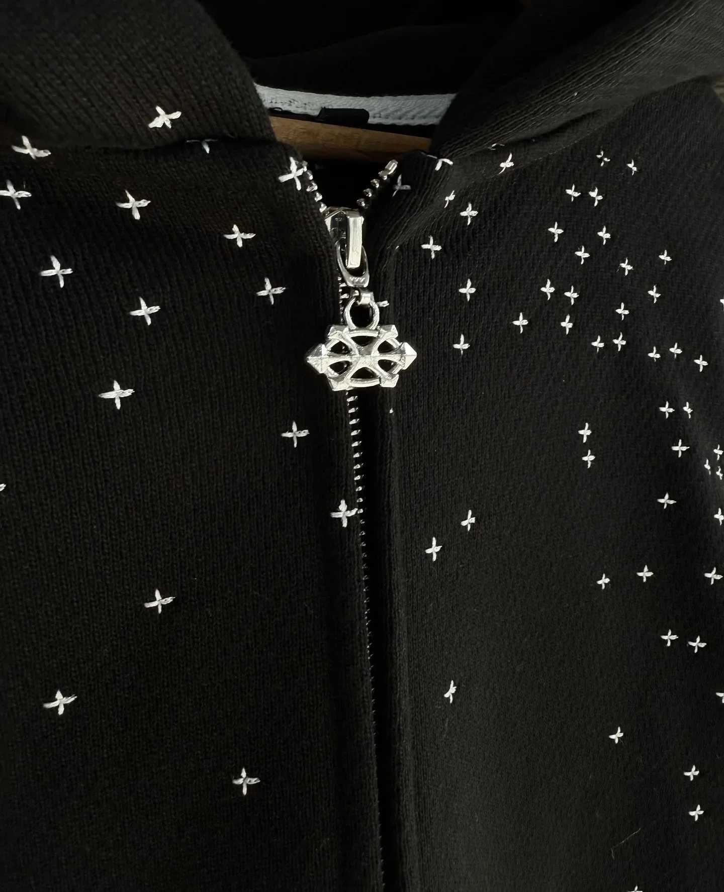 High Street Gothic Retro Large Area Pattern Embroidered Hoodie Y2K Large Casual Loose Zipper Sweatshirt Clothing S2558