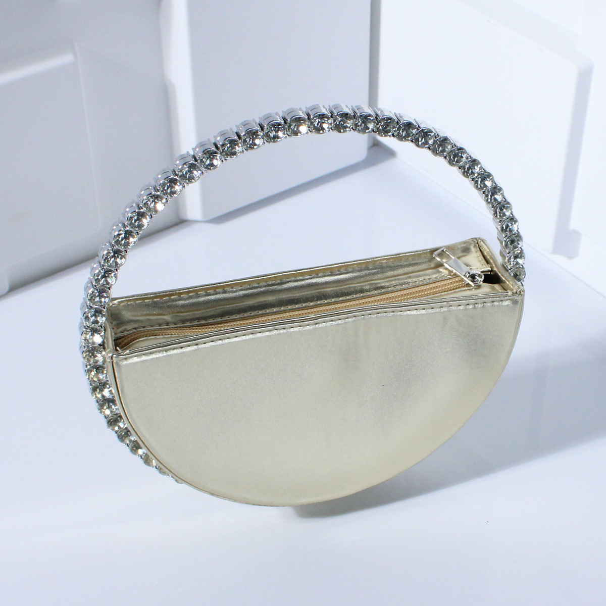 New Diamond Series Designer Luxury Brand High Quality Inlaid Diamond Fashion Banquet Handbag High End Small Women's Bag Crescent Bag Wallet Makeu