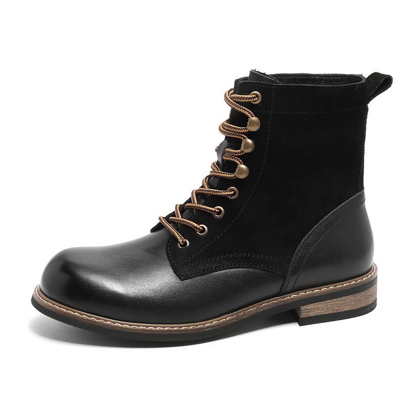 G5-2 horse leather short face paratrooper boots retro handmade color brushing vintage high top designer shoes fashionable men's boots one piece h