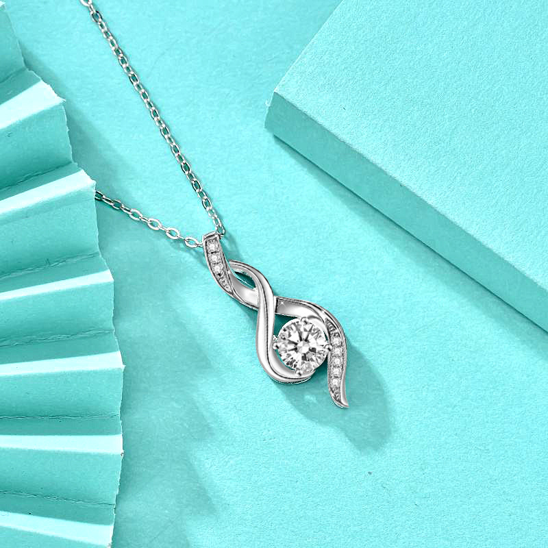 Chic Cubic Zirconia Inlaid 925 Silver Ribbon Pendent - A Radiant Addition To Your Jewellery Collectio