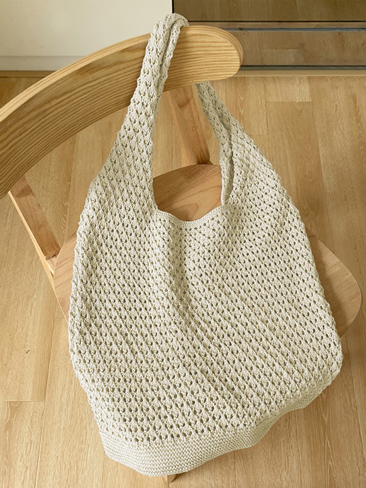 Cross-border Amazon Knitted Bag Yarn Simple Summer Versatile Casual Open Shoulder Bag Women's Large Capacity Knitted Bag
