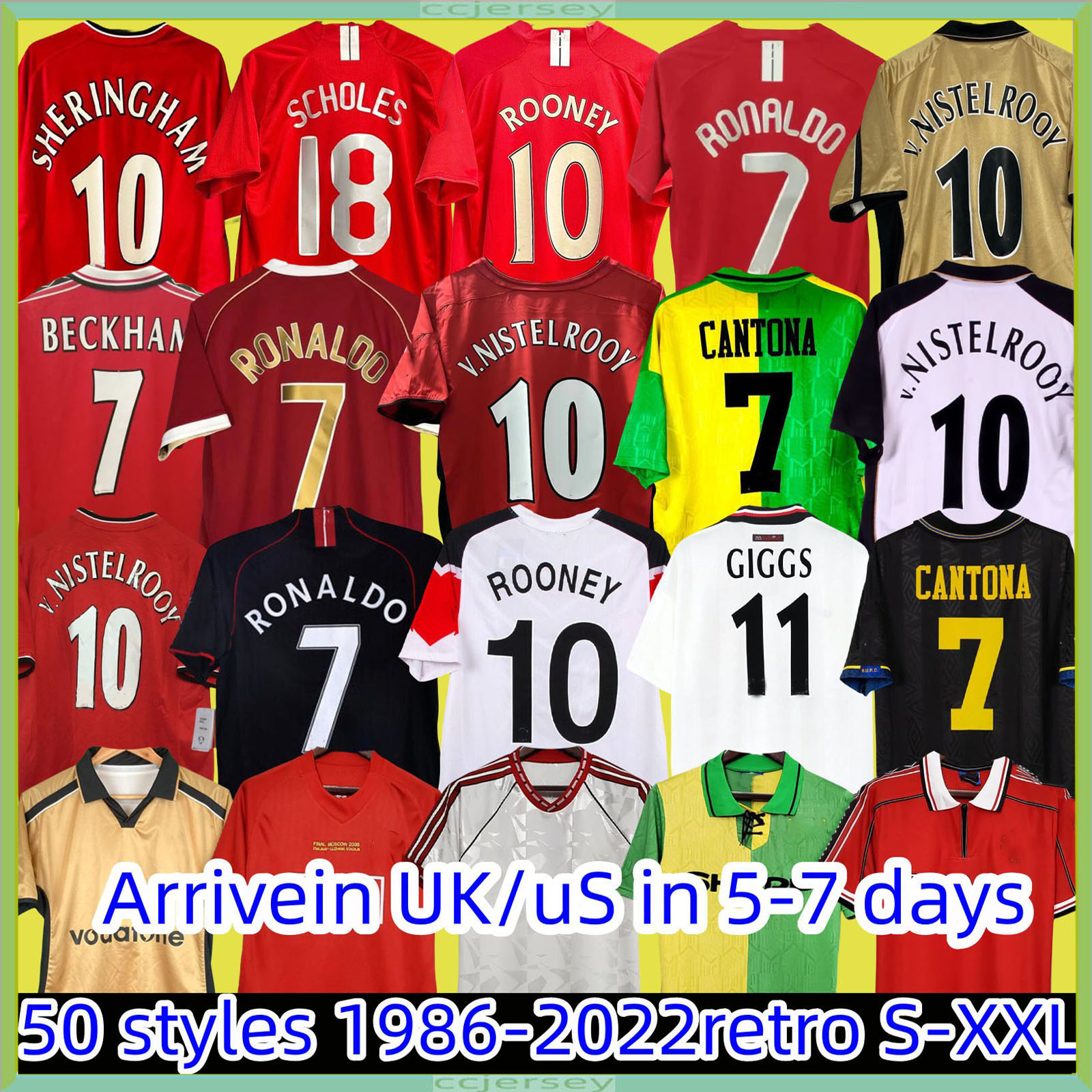 92 93 CANTONA GIGGS KEANE Mens RETRO Long Sleeve Soccer Jerseys 1998 1999 SOLSKJAER SCHOLES RONALDO FERDINAND ROONEY CHICHARITO