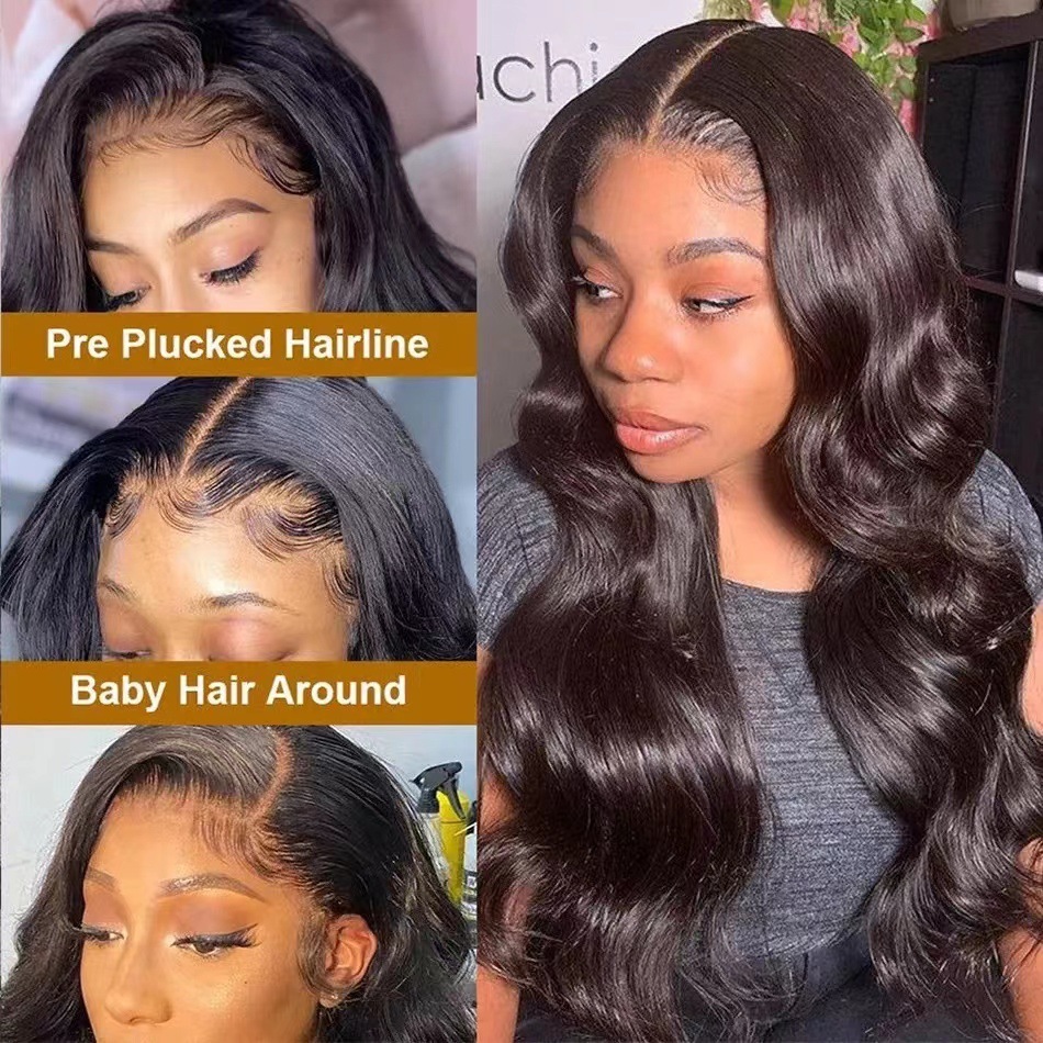 Female Wig Black Medium Split Large Wave Long Curled Front Lace Natural Fluffy Curly Full Headset