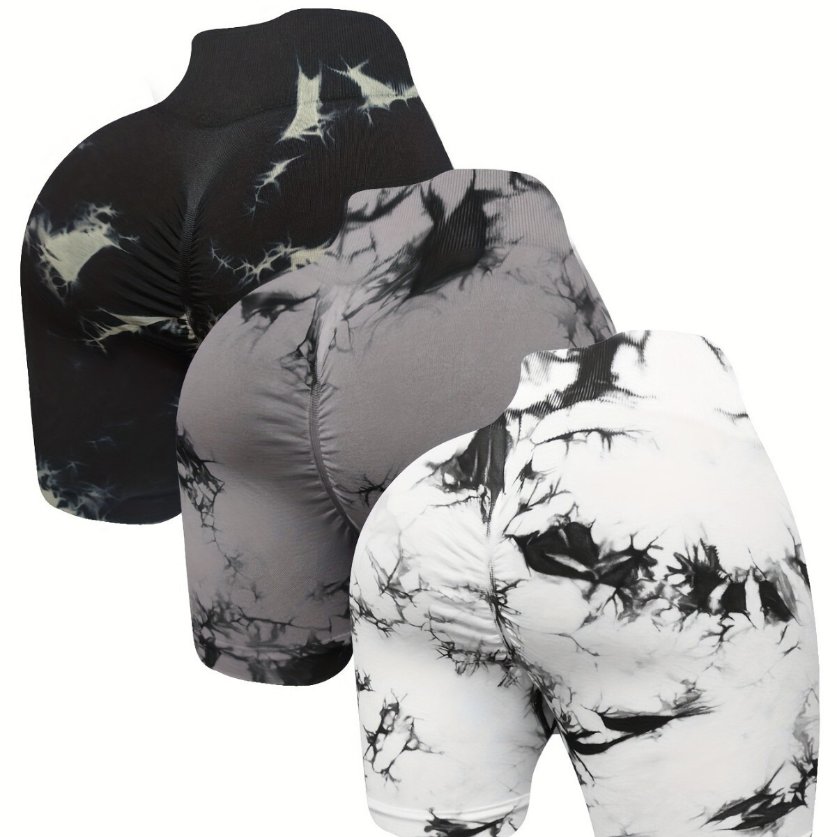 Seamless elasticity tie dye quick drying sports shorts for women's summer outdoor running and fitness, high waist slimming yoga pants