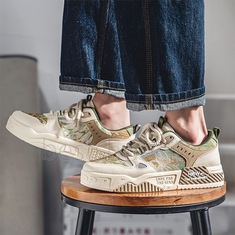 free shipping designer sneakers tenis mens shoes ink-wash painting style trainers thick sole outdoor shoes casual comfortable fashion low flats sport 