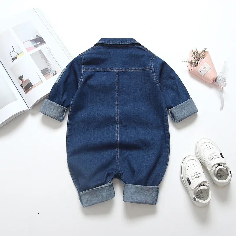 DIIMUU Baby Children Boys Clothes Rompers Toddler Kids Overalls Denim Pants Casual Jumpsuits Long Sleeve Fashion Trousers 250508
