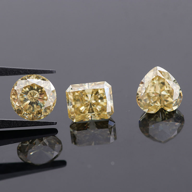 Moissanite Loose Stone 1ct-4ct Yellow Color Excellent Round Radiant Heart Cut Mossant Diamond Gemstone For Jewelry Making With GRA Report