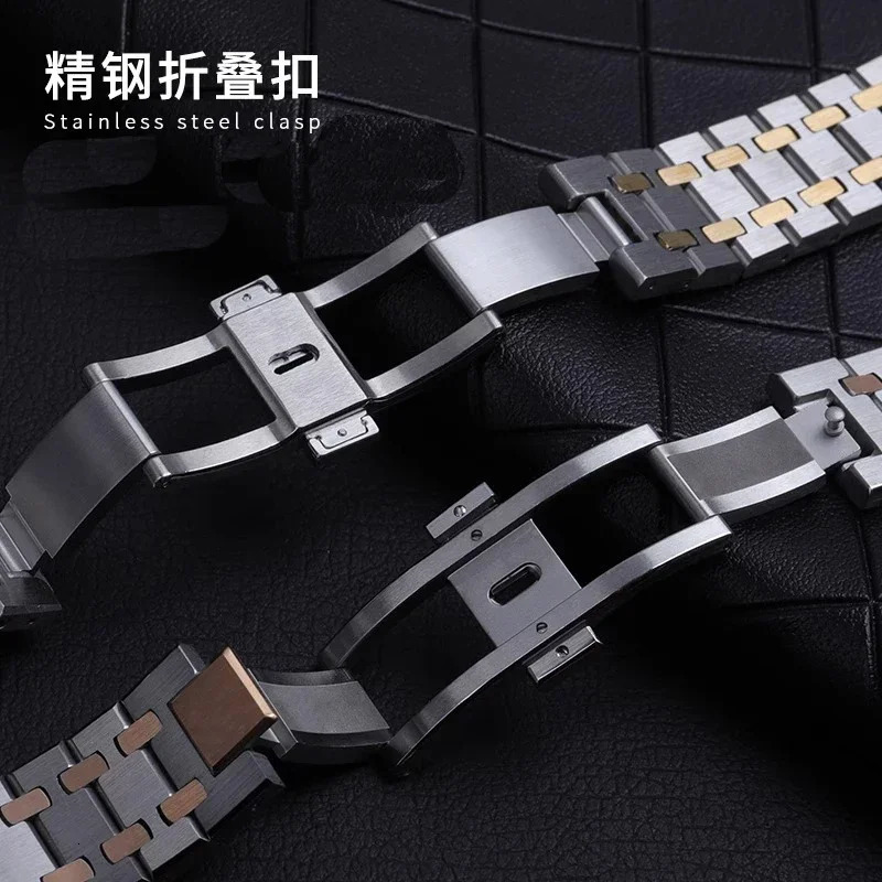 Watchband 21mm 26mm Men Women Full Stainless Steel Bracelet For AP 15400 26331 15500 Watch Strap Folding Buckle 250411ww - view 6