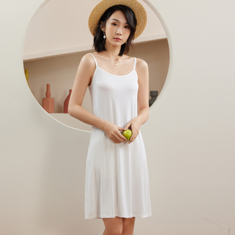LM190 Summer modal bottoming suspender skirt for women inner petticoat mid-length loose sleeveless vest skirt large size