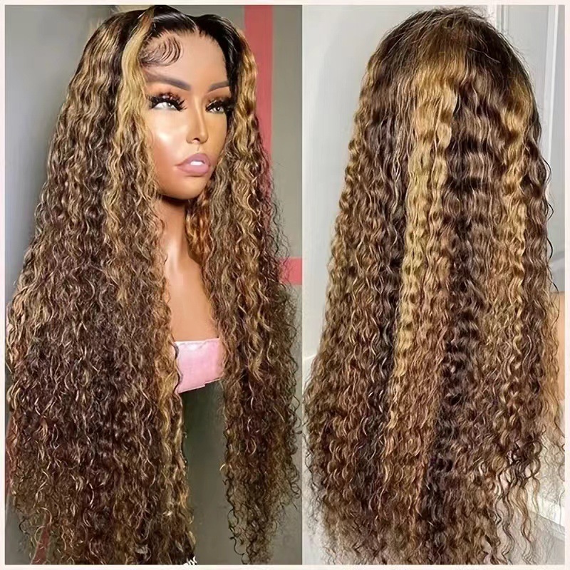 hot Wig selling hand hook 13 * 4 front lace synthetic wig black medium split long curly hair