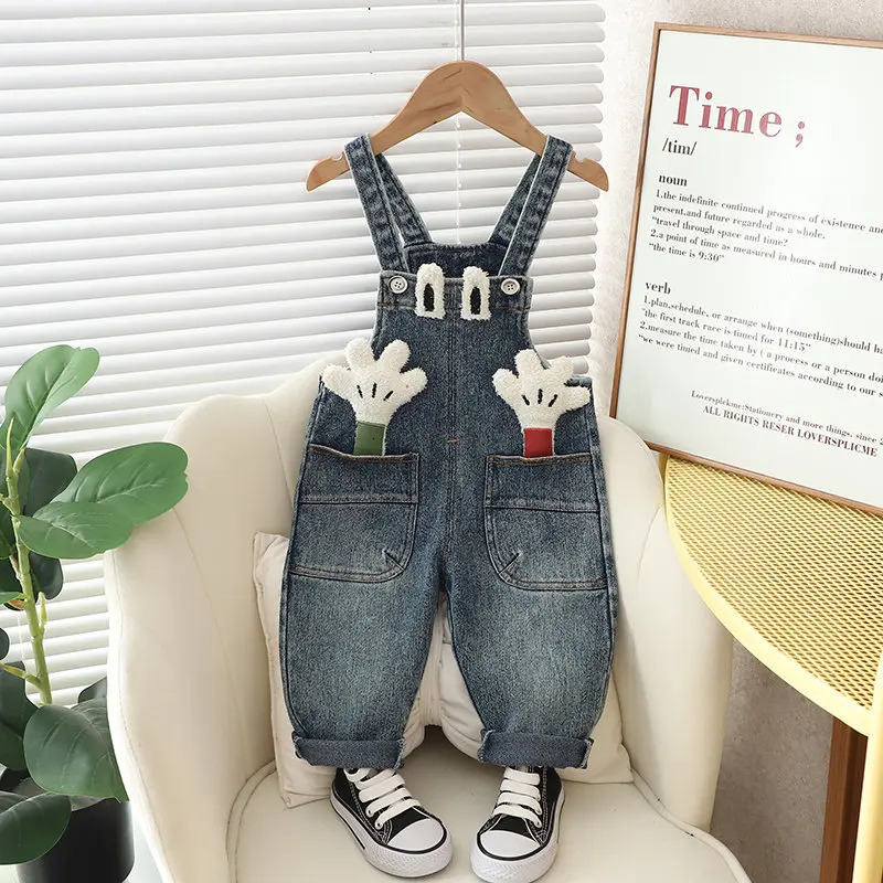Spring Autumn Children Clothes Baby Boys Girls Cartoon Denim Pants Overalls Infant Outfit Kids Fashion Toddler Casual 0-5 Years 250508