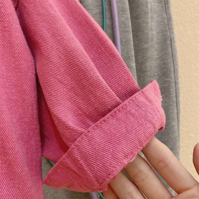 Denim Spring Korean Style Fashion Toddler Kids For Coats Autumn 2 4 6 7 Yrs Children Girls Pink Jacket