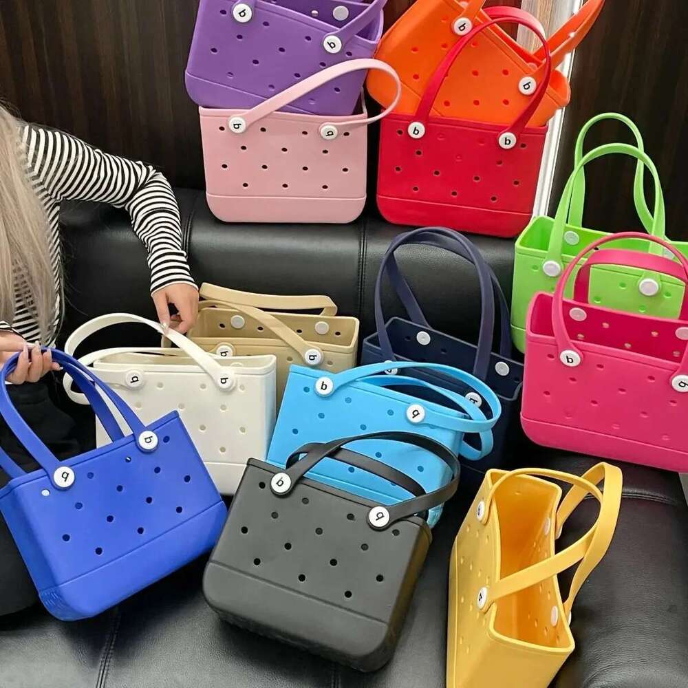 Mini Beach EVA Waterproof Rubber Summer Pool Storage Basket Women Shopping Shoulder Handbag Small Jelly Croc Sac Tote Bag