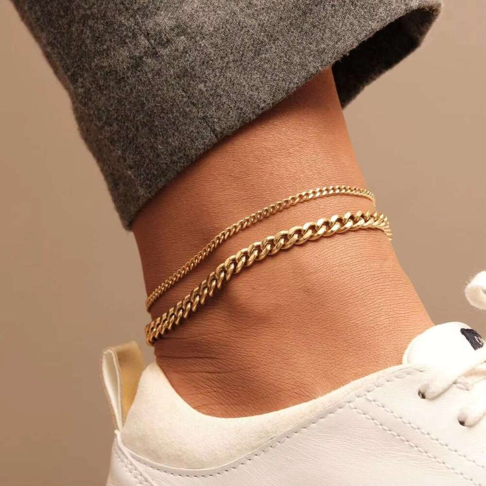 DHcollections Fashionable Double-layer Alloy Chain, Women's Daily Dating Party Wearing Ankle Chain